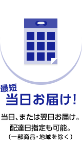 最短当日お届け！当日、または翌日お届け。配達日指定も可能。（一部商品・地域を除く）